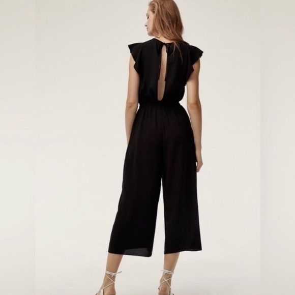 Wilfred Black Ruffle Sleeve Midi Dress, Size Medium - Picture 1 of 7